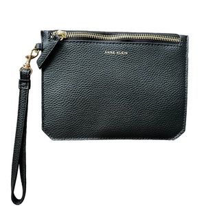 Anne Klein black faux leather wristlet